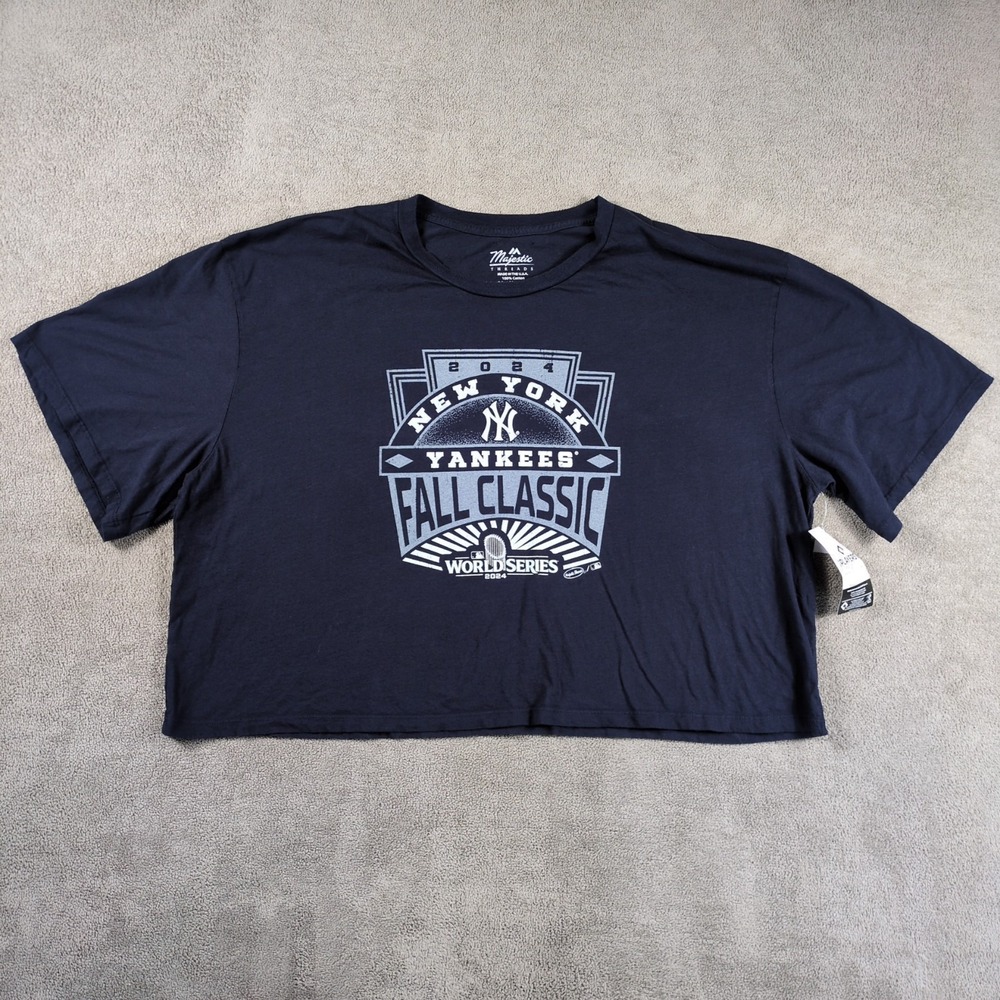 Majestic Threads T-Shirt Womens 2XL Blue New York Yankees‎ 99 Judge Cropped NWT
